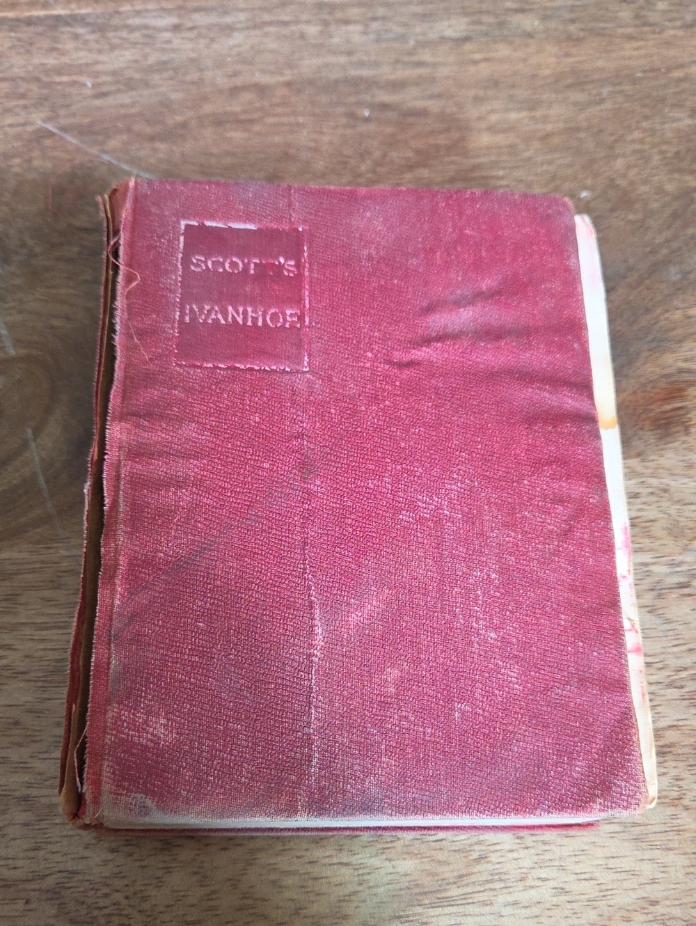 Vintage Red Fabric Hardcover Book - "Scott's Ivanhoe"